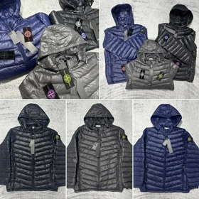 Stone Island zipper quilted design hooded down jacket-4386  