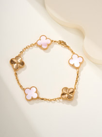 Van Cleef & Arpels Pink Mother-of-Pearl Flower Bracelet-0045  