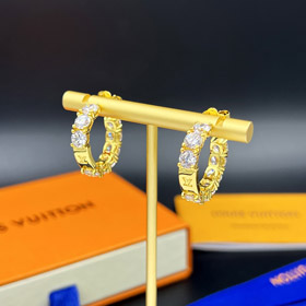Louis Vuitton LV full diamond earrings round cut zircon earrings-0053  