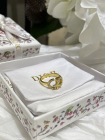Dior gold full diamond bee pendant ring-0188