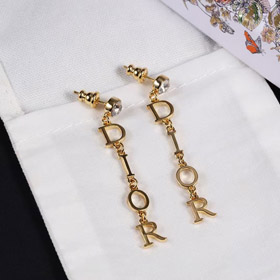 Dior single diamond hanging logo earrings-0191