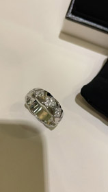 Chanel diamond pattern white gold ring-0236