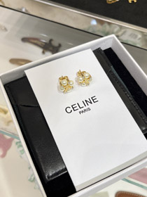 Celine Pearl Gold Arc de Triomphe Earrings-0379  